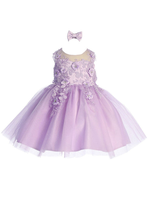 Tip Top Kids Girls 3D Floral Applique Special Occasion Dress, Sizes 6M-24M - SophiasStyle.com